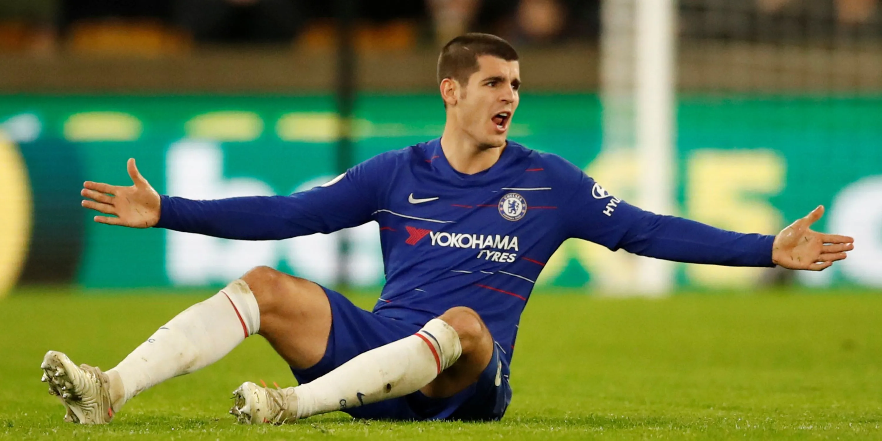Tiền đạo Alvaro Morata ăn mừng bàn thắng khi còn khoác áo Chelsea