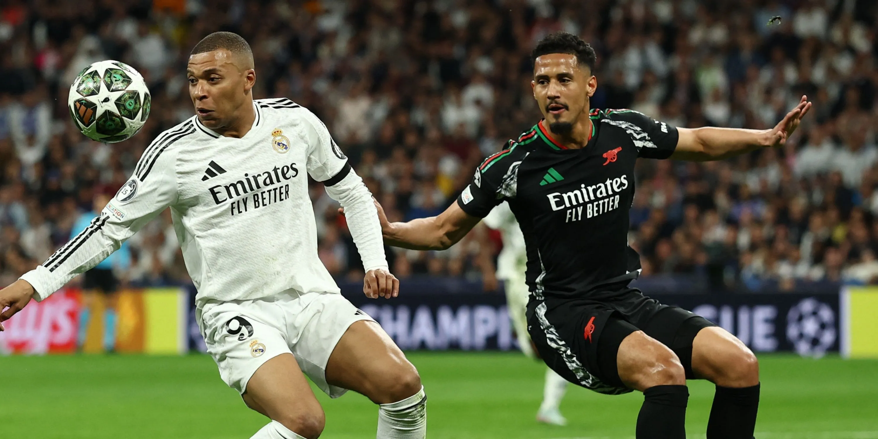 Trung vệ Arsenal William Saliba thi đấu tại Champions League