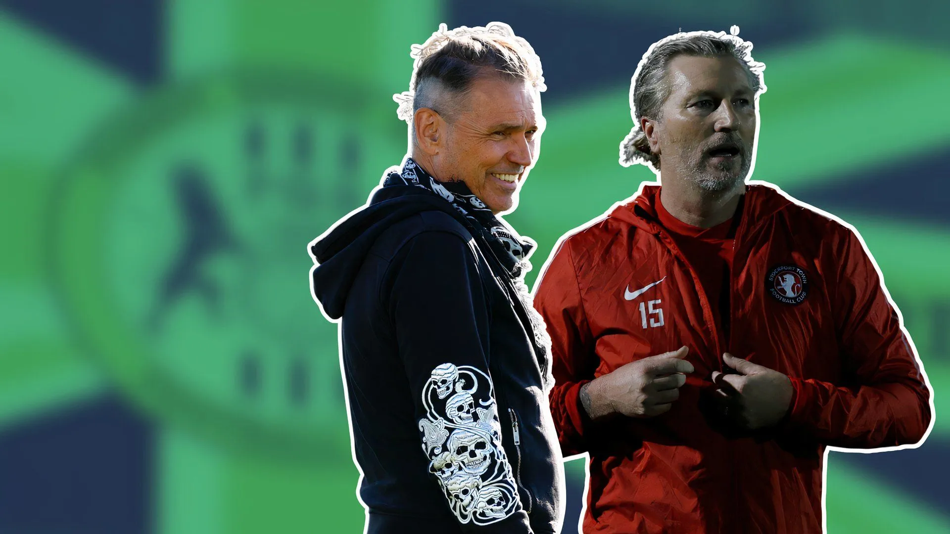 Tân huấn luyện viên Forest Green Rovers Robbie Savage và chủ tịch Dale Vince
